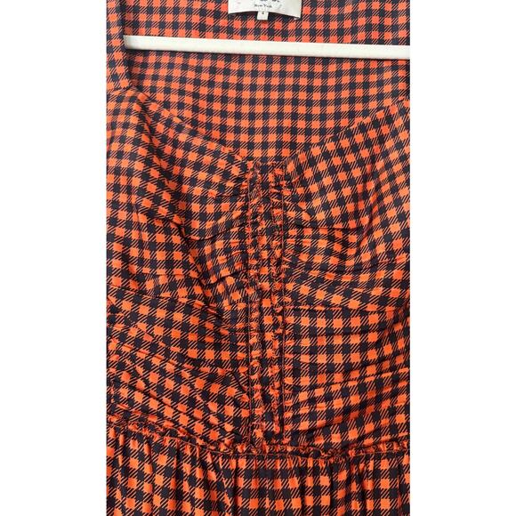 SEA NY Ethno Pop 3/4 Sleeve 100% Silk Ruched Tiered Midi Dress Size 4 - Picture 4 of 7